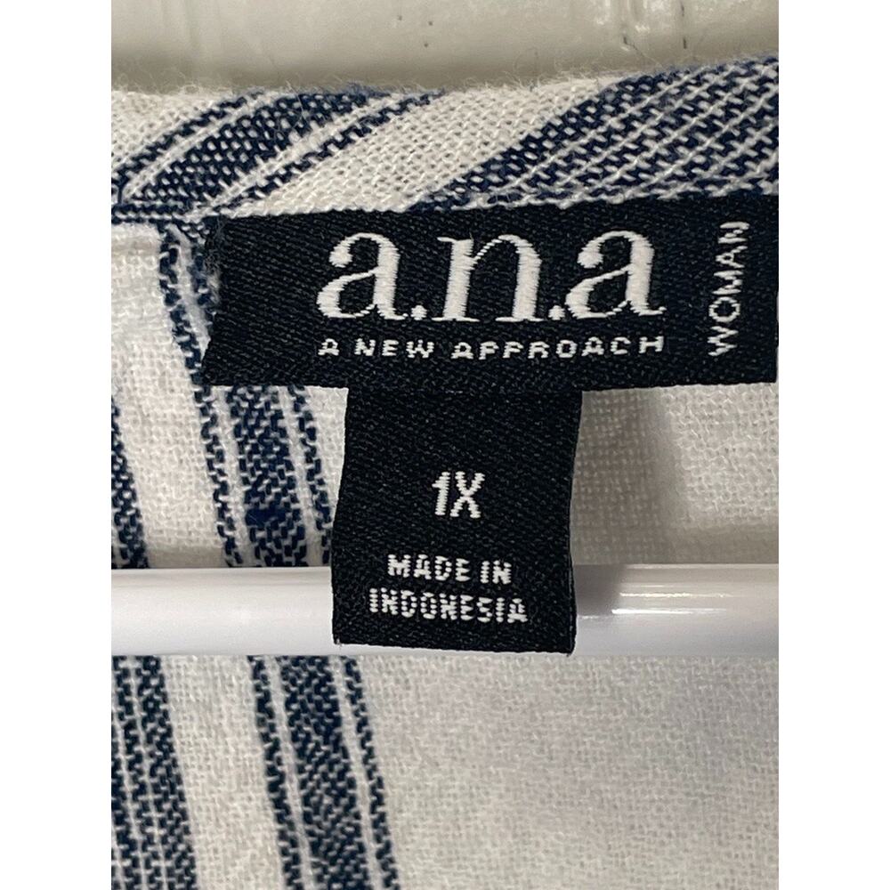 a.n.a Women's Sleeveless Stripe Button Side Tank Top Size 1X Lagenlook Coastal - Picture 7 of 9